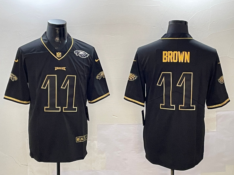 Men Philadelphia Eagles #11 Brown black 2025 Nike NFL jersey style 004